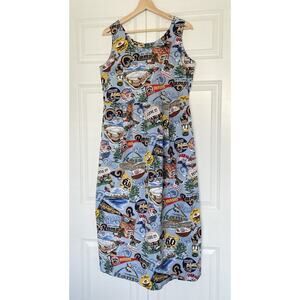 Vtg Reyn Spooner NFL Rams Hawaiian Maxi / Midi Dress Size Medium